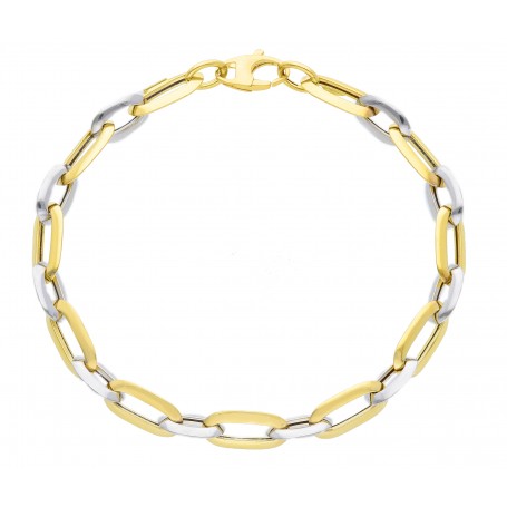 Bracciale Catena maglia ovale in oro giallo e bianco